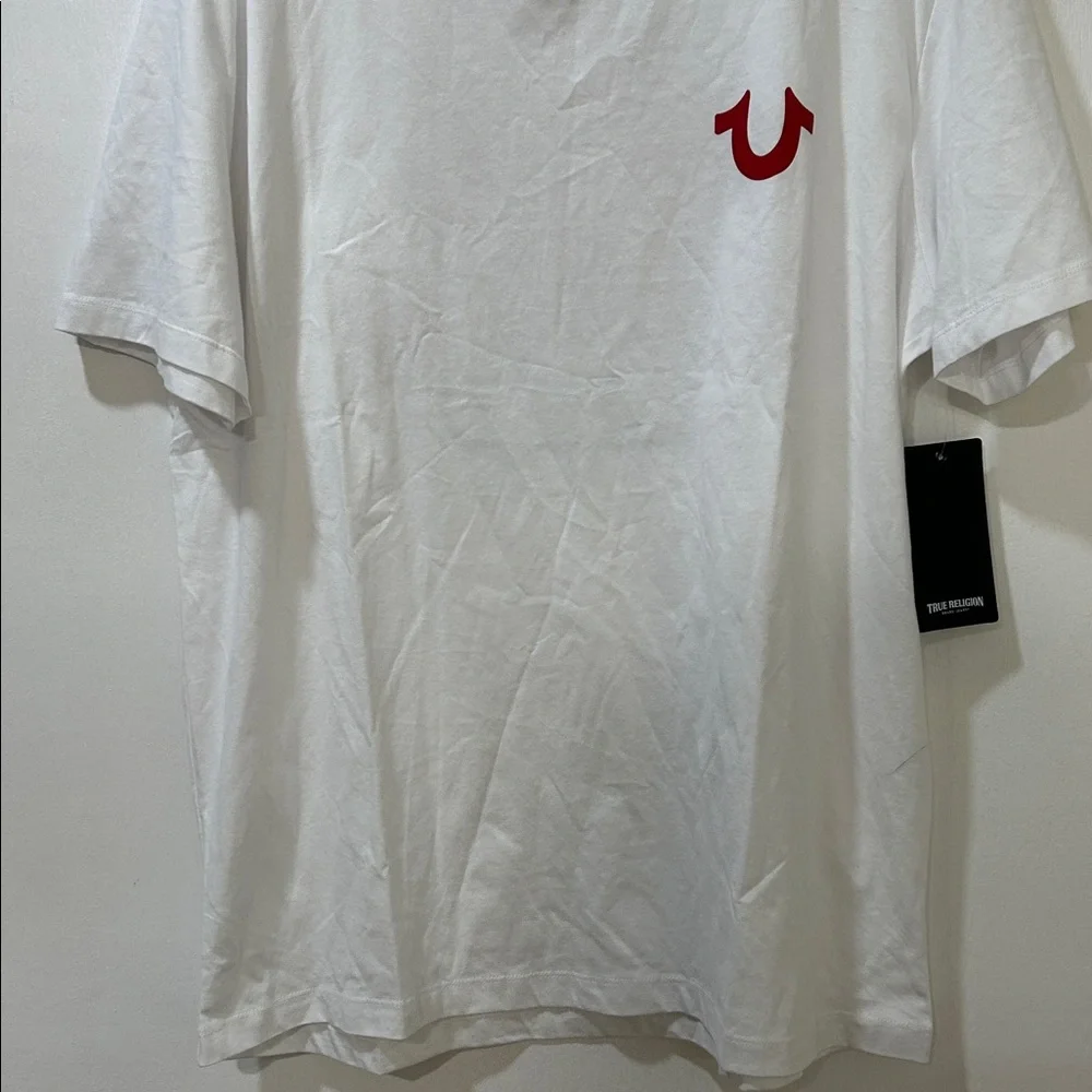 TRUE RELIGION MENS WHITE TEE WITH LOGO SHORT SLEEVE Sz XXL NEW
